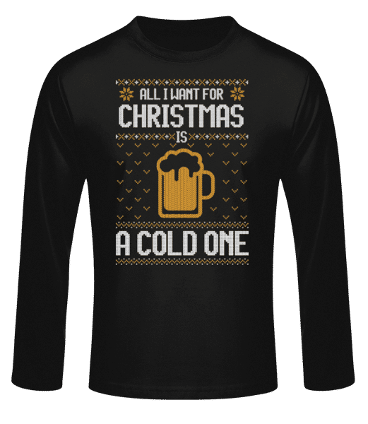 Aperçu: All I want for Christmas is a cold one - T-shirt à manches longues standard Homme - Noir - Devant
