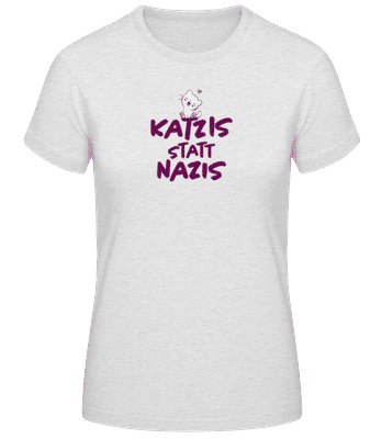 Katzis Statt Nazis - Frauen Basic T-Shirt - Grau meliert - Vorne