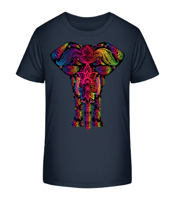 Colorful Elephant - Kid's Organic T-Shirt Stanley Stella 2.0 - Navy - Front