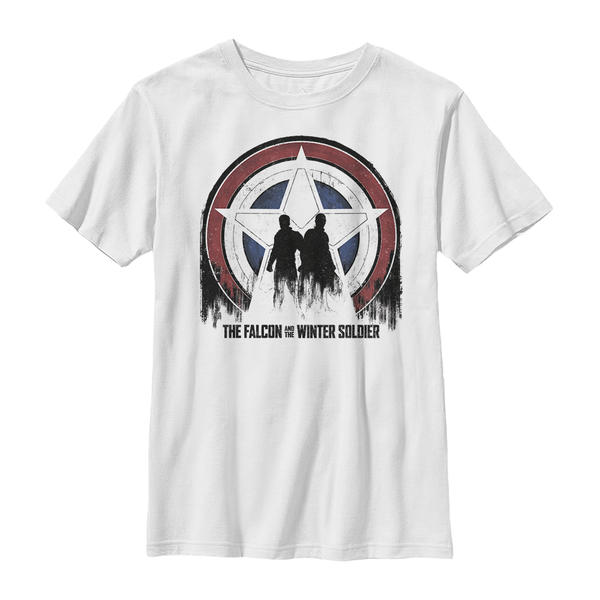 Aperçu: Marvel - Falcon et le soldat de l'hiver - Photo de groupe Silhouette Shield - Enfant T-shirt - Blanc - Devant