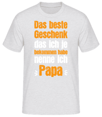 Papa Das Beste Geschenk - Männer Basic T-Shirt - Grau meliert - Vorne