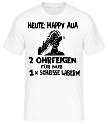 Happy Aua - Männer Basic T-Shirt - Weiß - Vorne