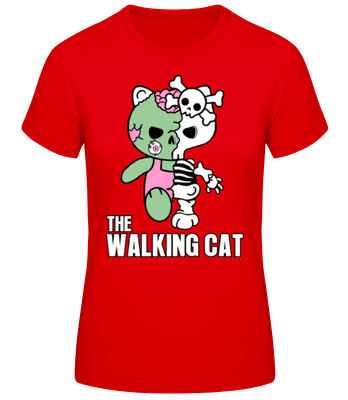 The Walking Cat - Women's Basic T-Shirt - Red - Front