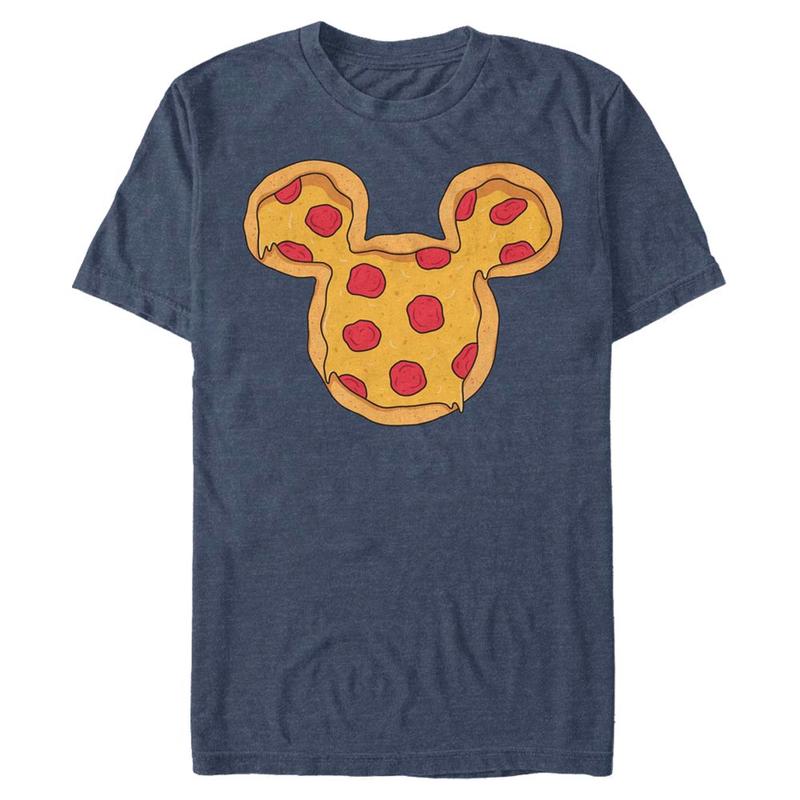 Náhled: Disney - Mickey Mouse - Mickey Pizza Ears - Pánské Tričko - Melírová namořnická modrá - Napřed