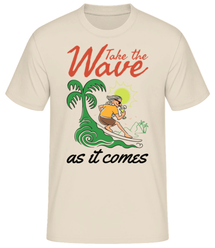 Náhled: Take The Wave - Pánské basic tričko - Krémová - Napřed