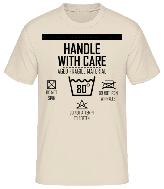 Náhled: Handle With Care 80 - Pánské basic tričko - Krémová - Napřed