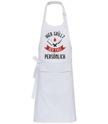 Hier Grillt Der Chef Persoenlich - Profi Kochschürze - Weiß - Vorne