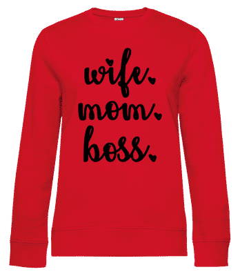 Motif Wife Mom Boss - Sweat-shirt standard pour femme - Rouge - Devant