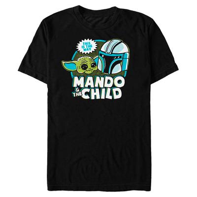 Star Wars - The Mandalorian - Mandalorian & the Child Satruday Cartoon - Homme T-shirt - Noir - Devant