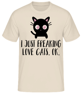 Jen jsem vyšilovat milovat kočky - Pánské basic tričko - Krémová - Napřed