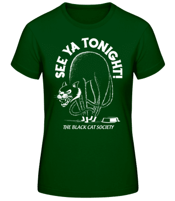 Black Cat Society - Dámske basic tričko - Bottle green - Predné
