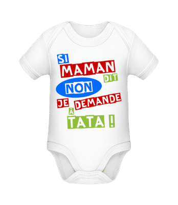 Je Demande À Tata - Body manches courtes bio - Blanc - Devant