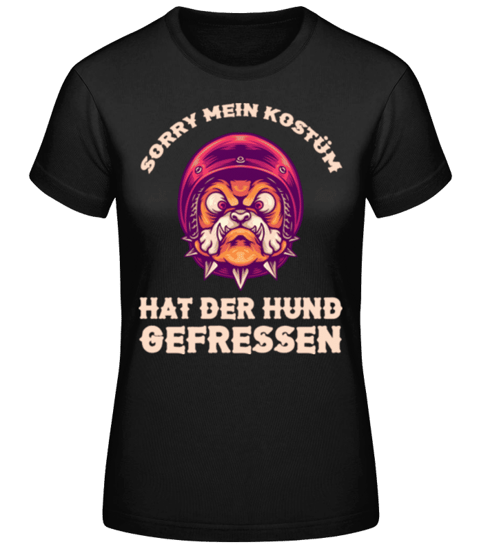 Vorschau: Kostüm Vom Hund Gefressen - Frauen Basic T-Shirt - Schwarz - Vorne