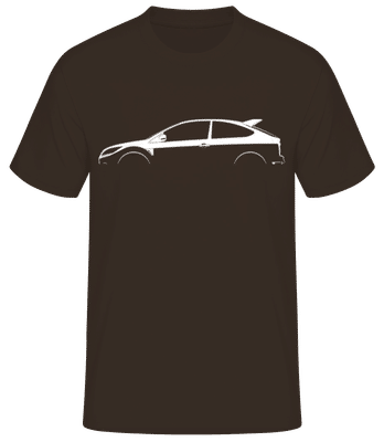 'Ford Focus RS500 Mk II' Silhouette - Camiseta básica para hombre - Marrón - delante