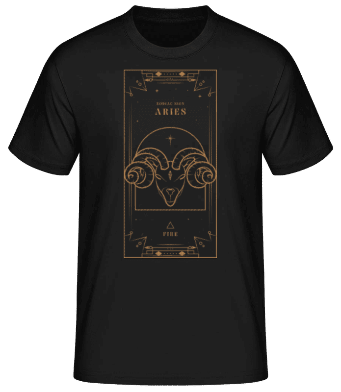 Aperçu: Art Deco Zodiac Sign Aries - T-shirt standard Homme - Noir - Devant