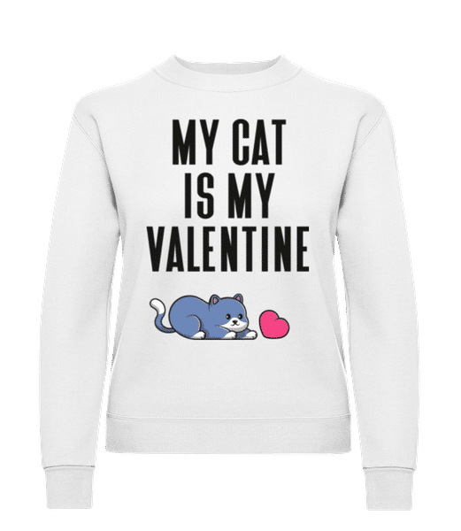 Aperçu: My Cat Is My Valentine - Sweatshirt Femme - Blanc - Devant