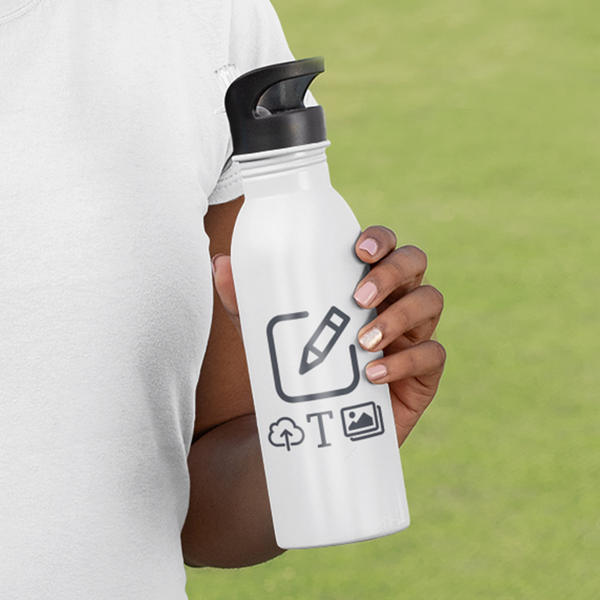 Aperçu: Gourde avec paille 600 ml - Blanc