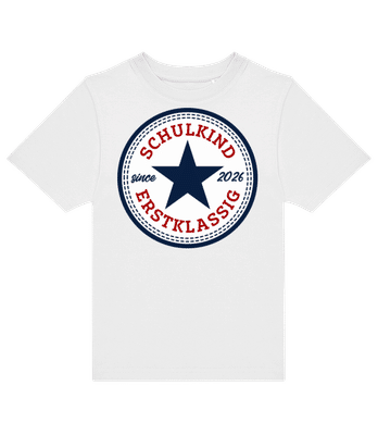 Schulkind Erstklassig 2026 - Kinder T-Shirt B&C - Weiß - Vorne