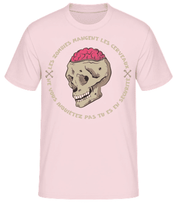 Les Zombies Mangent Les Cerveaux - T-shirt standard Homme - Rose - Devant