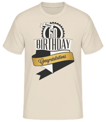 60 Birthday Congrats - Männer Basic T-Shirt - Creme - Vorne