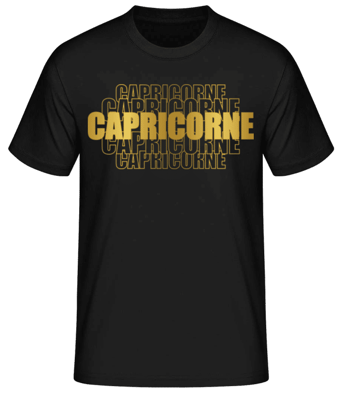 Aperçu: Écriture Doré Astrologique Capricorne - T-shirt standard Homme - Noir - Devant