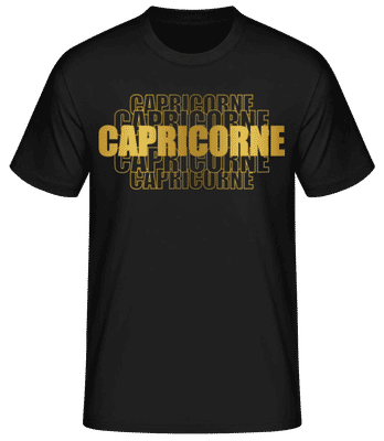 Écriture Doré Astrologique Capricorne - T-shirt standard Homme - Noir - Devant