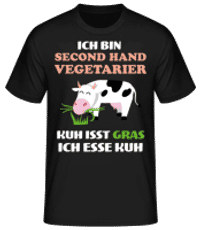 Second Hand Vegetarier - Männer Basic T-Shirt - Schwarz - Vorne
