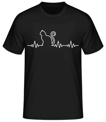 Herzschlag Katze - Männer Basic T-Shirt - Schwarz - Vorne