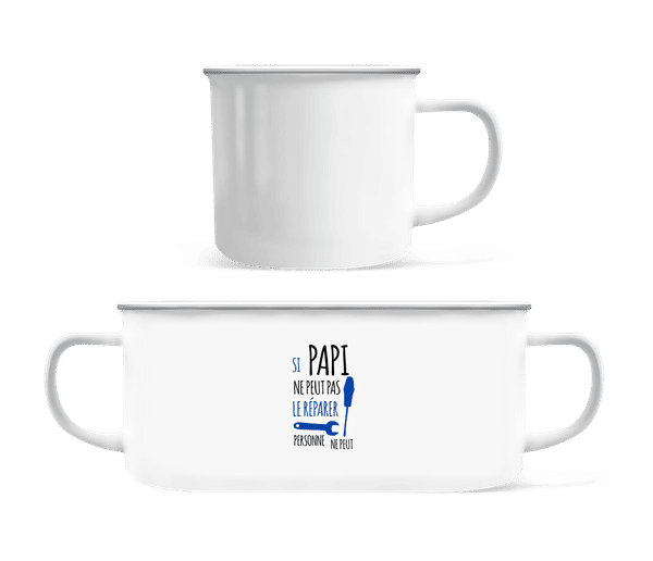 Aperçu: Si Papi Ne Peut Pas Le Réparer - Tasse Émaillée - Blanc - Devant