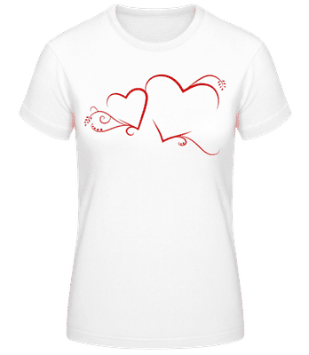 Herzen Verziert - Frauen Basic T-Shirt - Weiß - Vorne