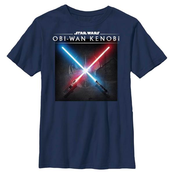 Aperçu: Star Wars - Obi-Wan Kenobi - Logo Light Saber Clash - Enfant T-shirt - Bleu marine - Devant