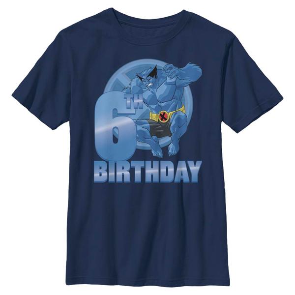 Preview: Marvel - X-Men - Beast 6th Birthday - Birthday - Kids T-Shirt - Navy - Front