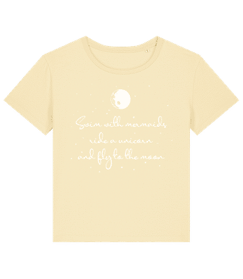 Mermaids Unicorn And Fly To The Moon - Women's organic T-shirt Stanley Stella 2.0 - Pastel yellow - Front