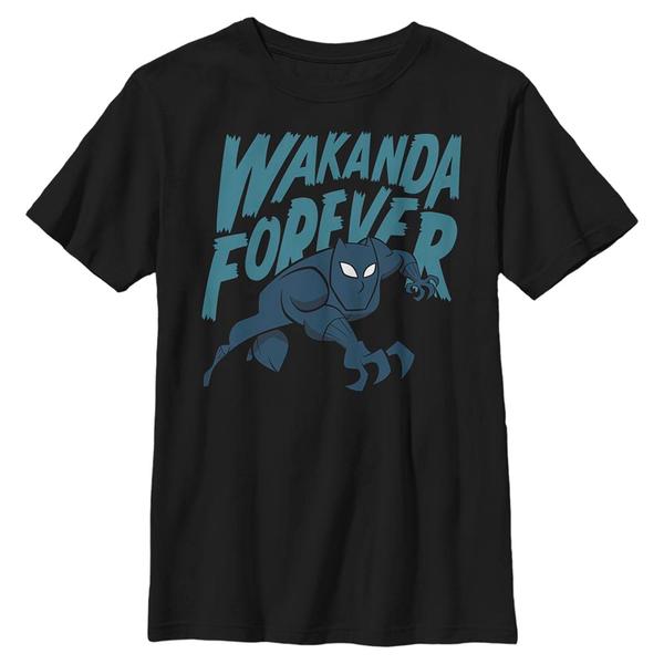 Preview: Marvel - Black Panther Wakanda Saturday Morning - Kids T-Shirt - Black - Front