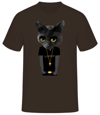 Gangsta De Chat De Polygone - T-shirt standard Homme - Marron - Devant