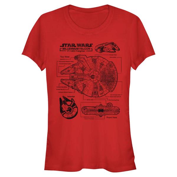 Aperçu: Star Wars - Millennium Falcon Falcon Schematic - Femme T-shirt - Rouge - Devant