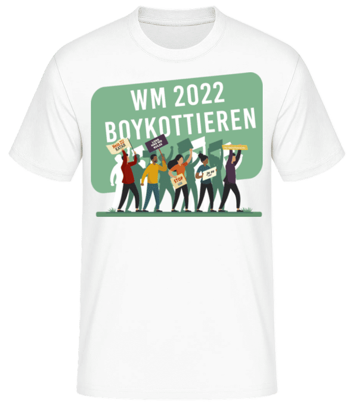 Vorschau: WM 2022 Boykottieren - Männer Basic T-Shirt - Weiß - Vorne