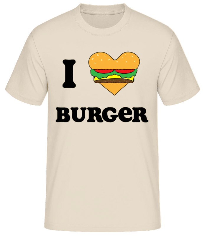 Náhled: I Love Burger - Pánské basic tričko - Krémová - Napřed