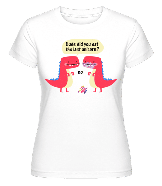 Aperçu: Last Unicorn And Dinosaurs -  T-shirt Shirtinator femme - Blanc - Devant
