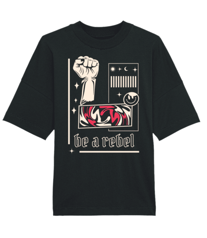 Preview: Rebel - Unisex Organic Oversize T-Shirt Stanley Stella 2.0 - Black - Front