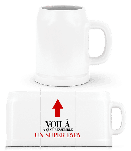 Aperçu: Voilà Un Super Papa - Chope de bière - Blanc - Devant