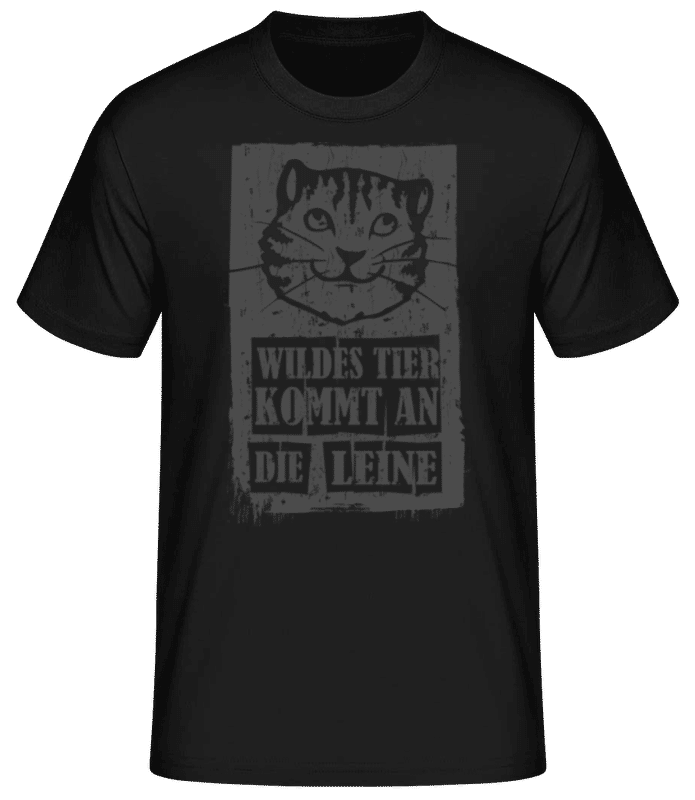Vorschau: Wildes Tier An Die Leine - Männer Basic T-Shirt - Schwarz - Vorne