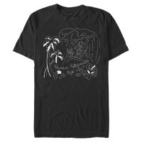 Disney - Lilo & Stitch - Stitch Surf Line Art - Männer T-Shirt - Schwarz - Vorne