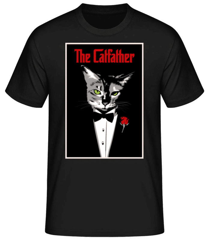 Vista previa: The Catfather - Camiseta básica para hombre - Negro - delante