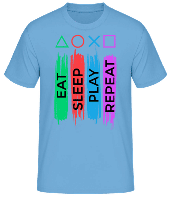 Eat Sleep Play Repeat - T-shirt standard Homme - Bleu clair - Devant