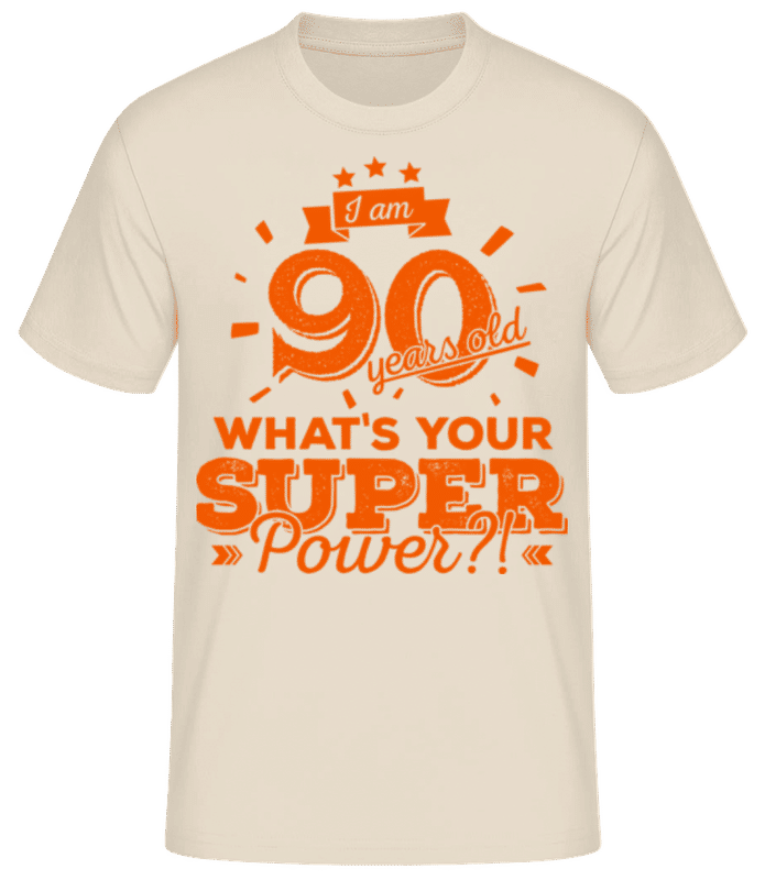 Vorschau: Superpower 90 Years Old - Männer Basic T-Shirt - Creme - Vorne