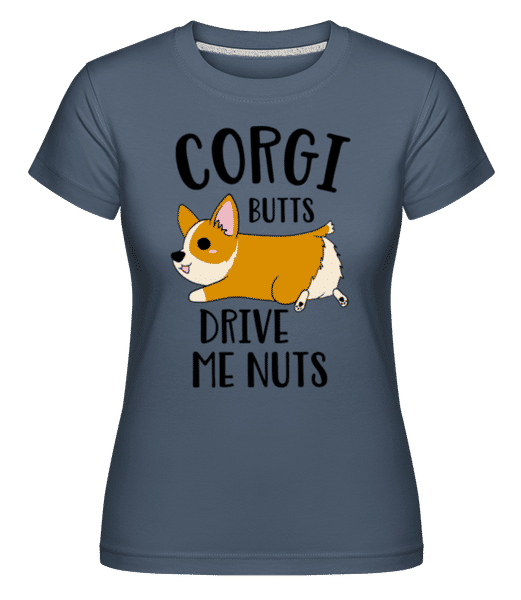 Aperçu: Corgi Butts Drive Me Nuts -  T-shirt Shirtinator femme - Bleu denim - Devant
