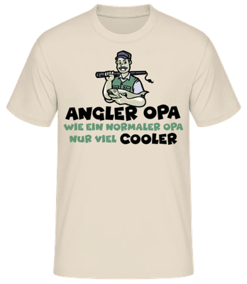 Angler Opa - Männer Basic T-Shirt - Creme - Vorne
