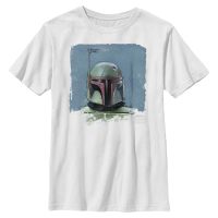Star Wars - Book of Boba Fett - Boba Fett Portrait - Dětské Tričko - Bílá - Napřed