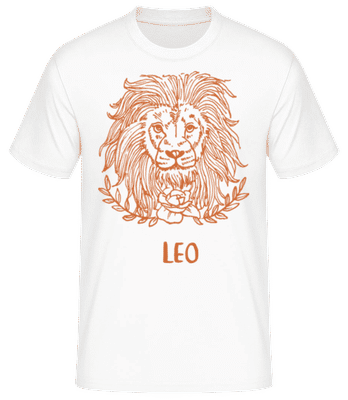 Scribble Style Zodiac Sign Leo - Men's Basic T-Shirt - White - Front
